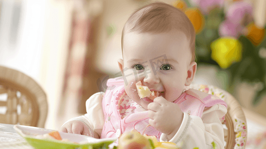 正在吃饭的婴儿摄影4