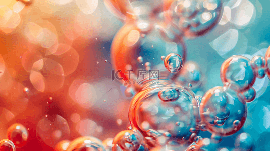 彩色空间气泡泡沫晶莹剔透的背景