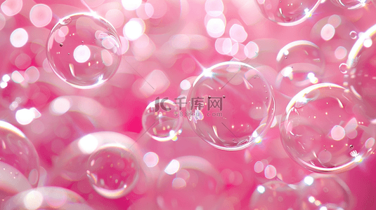 粉色阳光照射下气泡泡沫的背景