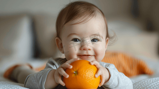 吃橙子的婴儿摄影4