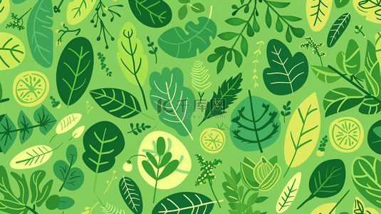 绿色简画绘画树叶叶片纹理的背景