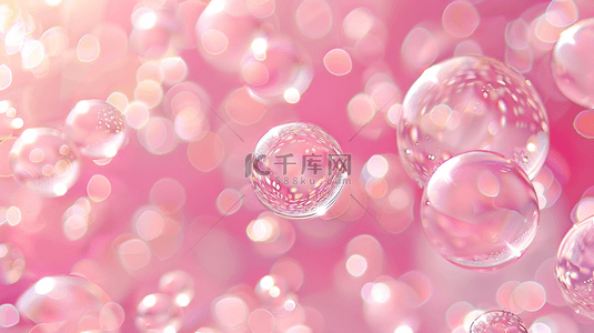 粉色阳光照射下气泡泡沫的背景