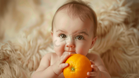 吃橙子的婴儿摄影6