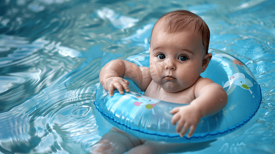 戴着游泳圈的婴儿摄影11