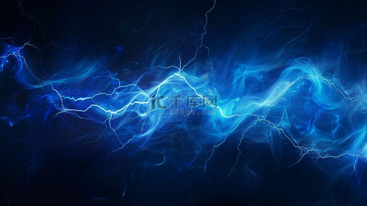 纯黑和闪电背景图片_蓝色闪电线条合成创意素材背景
