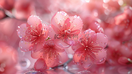 粉色花瓣背景素材背景图片_粉色花瓣晶莹合成创意素材背景
