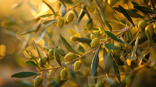 果实图片摄影照片_阳光下的橄榄树枝叶果实图片
