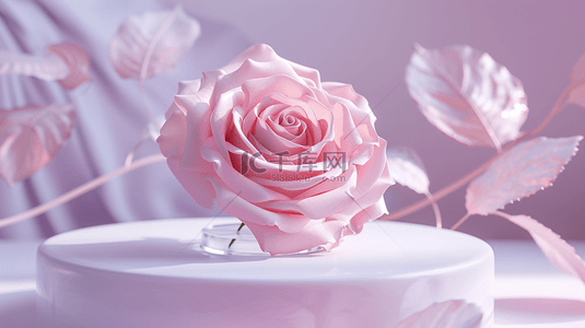 全城热恋爱在长沙背景图片_粉色520花朵3D立体装饰圆柱电商背景