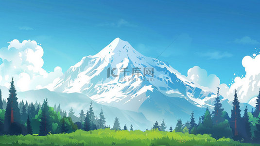 山川河流背景图片_绘画山川河流合成创意素材背景