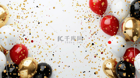 金色漂浮撒花素材背景图片_气球撒花欢快合成创意素材背景