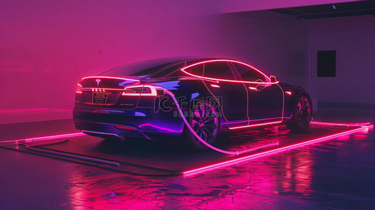 汽车光线霓虹合成创意素材背景