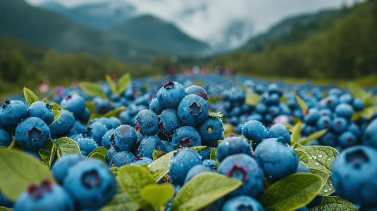 采摘蓝莓的蓝莓种植园照片