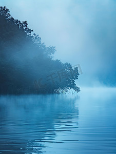 平静的蓝色湖面图片