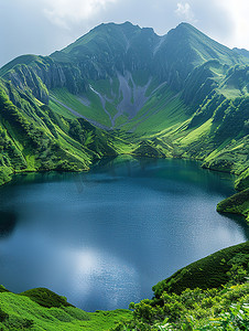 青山湖泊绿水蓝天高清图片