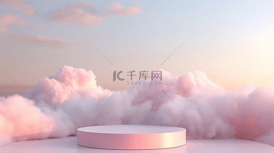 粉色小清新立体背景图片_粉色立体电商装饰展台背景