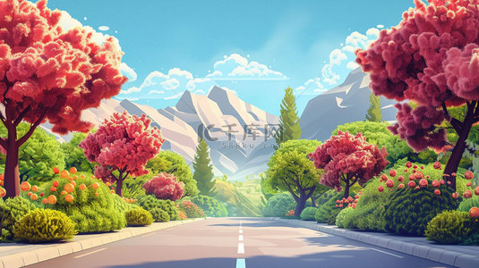 冰川素材背景图片_道路冰川绘画合成创意素材背景