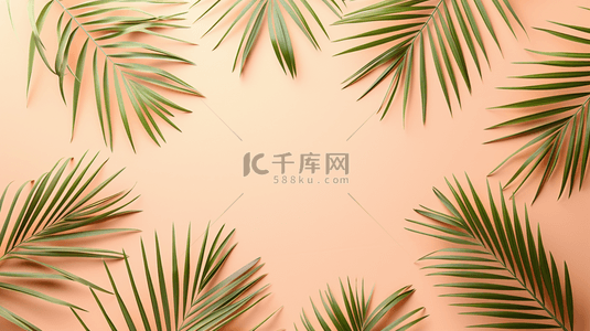 简约夏季叶子背景图片_粉色棕榈叶夏季装饰纹理背景