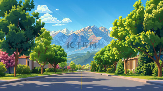 道路冰川绘画合成创意素材背景