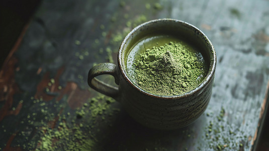 抹茶粉奶茶饮品茶杯摄影照片