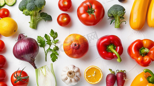 白底夏季的蔬菜水果图片