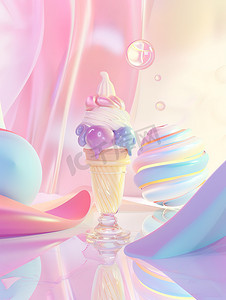 冰淇淋高清摄影图摄影照片_冰淇淋彩色粉彩甜品高清摄影图