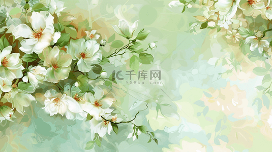 花朵淡雅背景背景图片_绿色淡雅植物花朵装饰背景