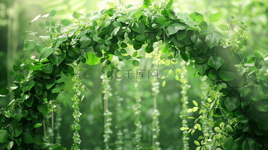 绿色装饰边框背景图片_绿色植物叶子装饰边框背景