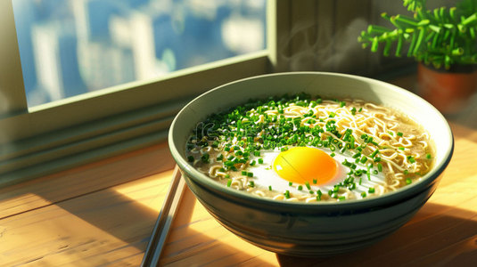 煎蛋太阳背景图片_葱花面条煎蛋合成创意素材背景