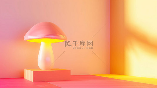背景台灯背景图片_展台蘑菇台灯合成创意素材背景
