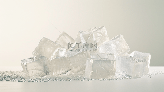 简约冰块背景图片_白色简约场景方形冰块晶体的背景