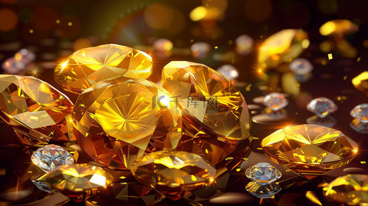 钻石背景素材背景图片_钻石金币璀璨合成创意素材背景