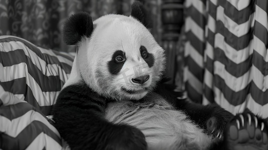 肥嘟嘟的摄影照片_一只可爱的熊猫图片