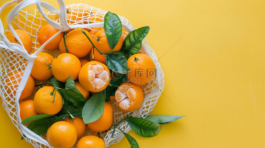 橘子背景背景图片_网袋橘子简约合成创意素材背景