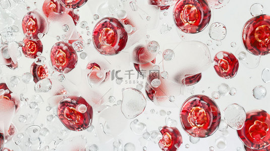 血红细胞背景图片_细胞水珠包裹合成创意素材背景