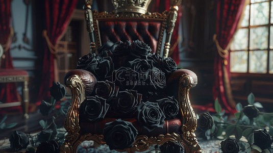 黑色玫瑰写实背景图片_黑色玫瑰皇冠合成创意素材背景