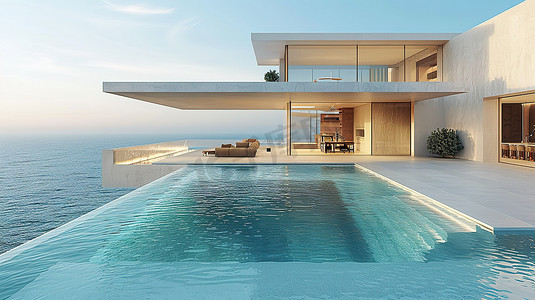 面朝大海的豪宅现代建筑设计高清图片