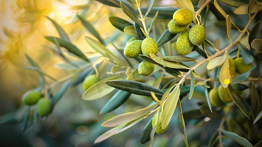 果实图片摄影照片_阳光下的橄榄树枝叶果实图片