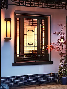 中式风格外墙窗户高清摄影图