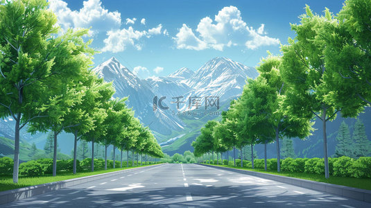 道路冰川绘画合成创意素材背景