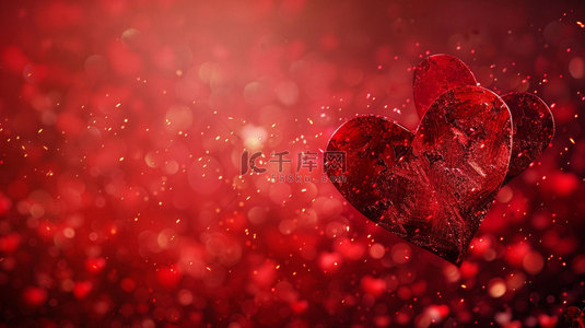 红色创意爱心背景图片_红色爱心朦胧合成创意素材背景