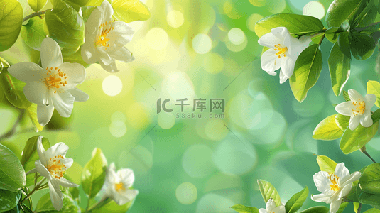 边框背景图片_夏季绿色植物花朵装饰自然边框背景