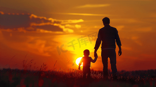 夕阳中的爸爸和孩子摄影16
