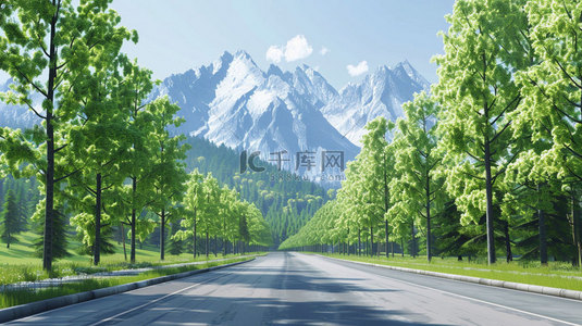 冰川素材背景图片_道路冰川绘画合成创意素材背景