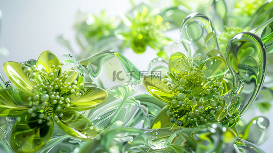 ai素材植物背景图片_植物花朵晶莹合成创意素材背景
