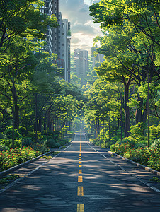 现代城市绿化道路照片