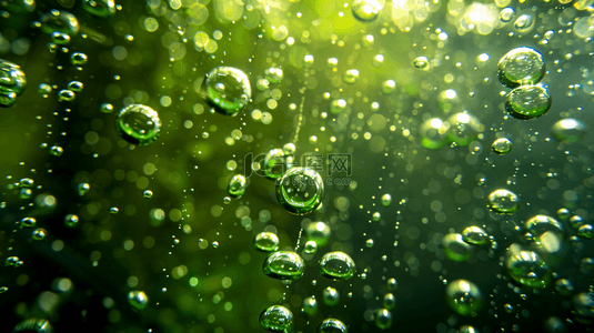在水里的狗背景图片_绿色水里气泡透亮的背景