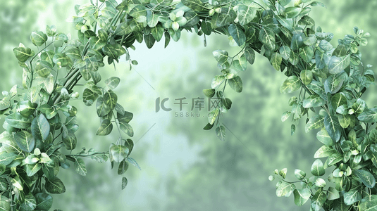绿色装饰边框背景图片_绿色植物叶子装饰边框背景