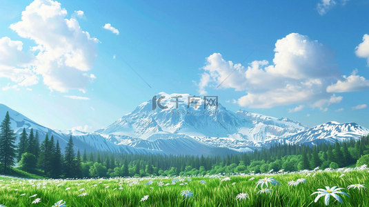 绘画山川河流合成创意素材背景