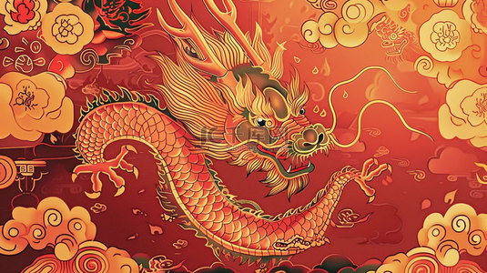红色合成背景图片_中国龙图案红色合成创意素材背景