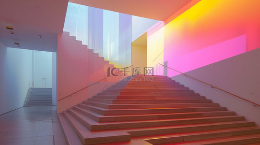 散步阶梯背景图片_阶梯空间灯光合成创意素材背景
